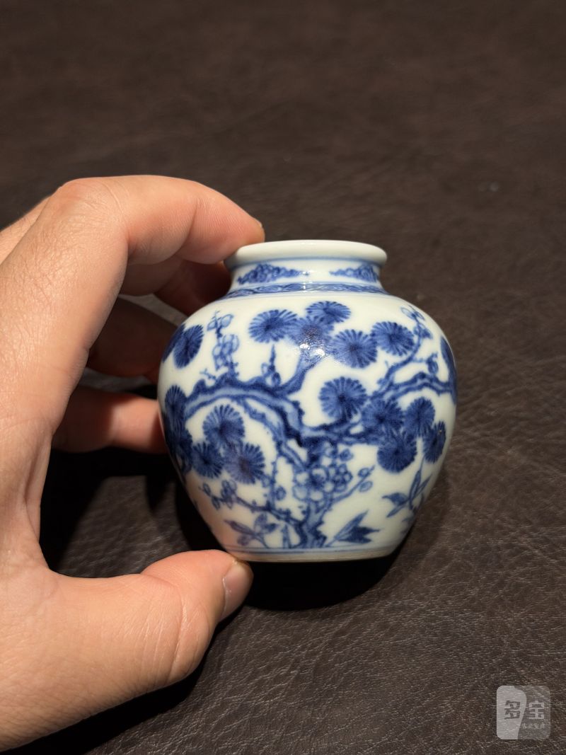 清雍正 青花岁寒三友图小太白罐 - 图10